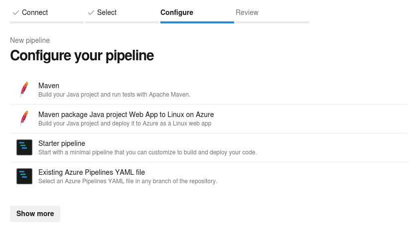 Azure Devops configure your pipeline screenshot