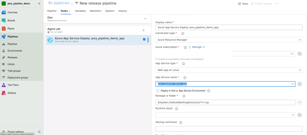 Azure DevOps release pipeline deploy screenshot