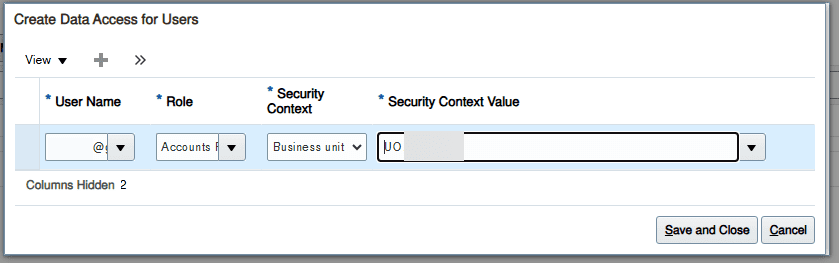 Screenshots Adding Data Access Set to a User