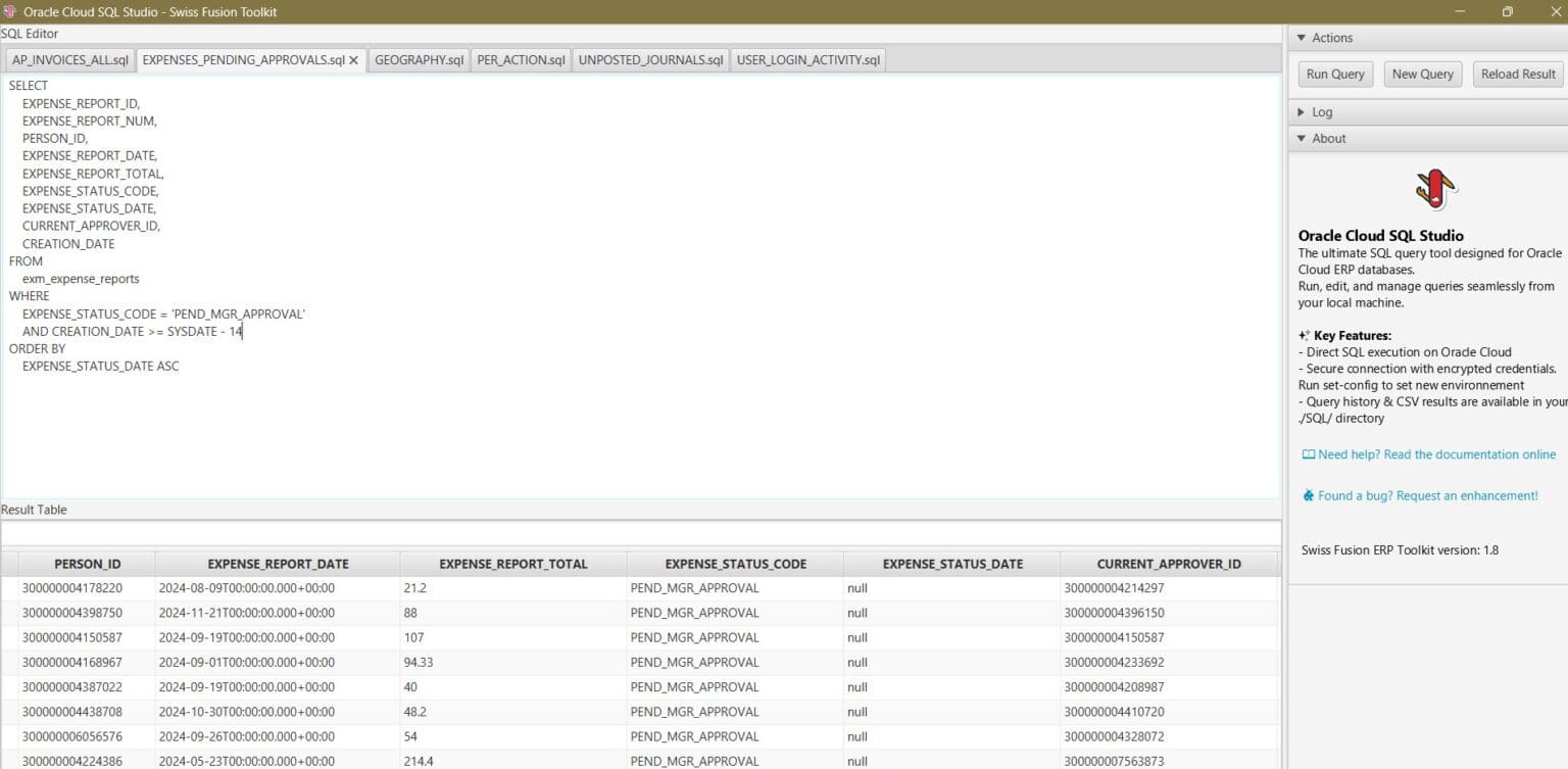 Run Quick SQL Queries on Oracle Cloud ERP with SQL Studio Tool