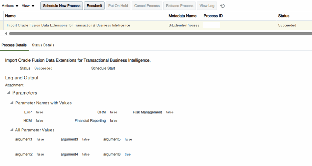 Import Oracle Fusion Data Extensions for Transactional Business Intelligence Screenshot